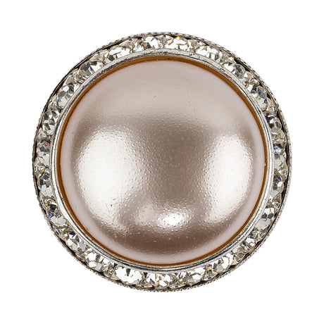 Vintage Swarovski Pearl, Crystal Rhinestones and Silver Metal Shank Back Button - 54L/34mm