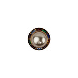 Vintage Swarovski Pearl, Multicolored Rhinestones and Gold Metal Shank Back Button - 18L/11.5mm