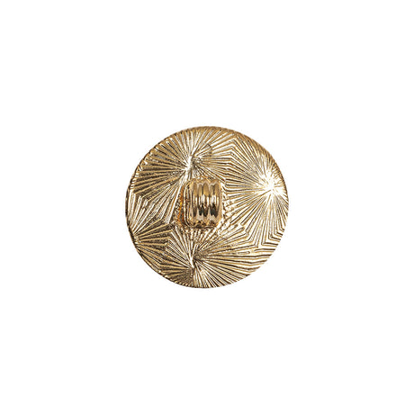 Vintage One Row Crystal Rhinestones and Gold Metal Shank Button with Pearl Finished Center - 24L/15mm