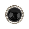 Vintage Swarovski Jet, Crystal Rhinestones and Silver Metal Shank Back Button - 40L/25.5mm