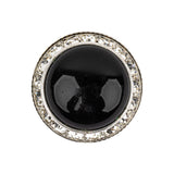 Vintage Swarovski Jet, Crystal Rhinestones and Silver Metal Shank Back Button - 40L/25.5mm