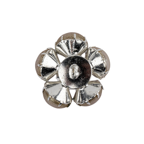 Vintage Swarovski Pearl and Silver Metal Floral Shank Back Button - 38L/24mm