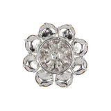 Vintage Swarovski Crystal Rhinestones and Silver Metal Floral Shank Back Button - 40L/25.5mm
