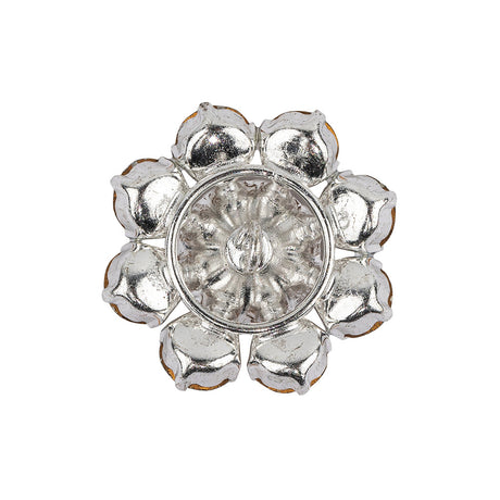 Vintage Swarovski Crystal Rhinestones and Silver Metal Floral Shank Back Button - 40L/25.5mm