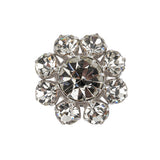 Vintage Swarovski Crystal Rhinestones and Silver Metal Floral Shank Back Button - 40L/25.5mm