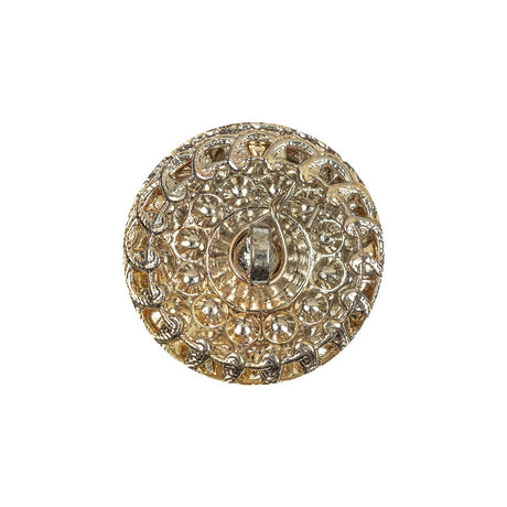 Vintage Crystal Rhinestones and Silver Metal Scalloped Shank Back Button - 34L/21.5mm