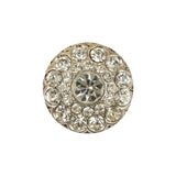 Vintage Crystal Rhinestones and Silver Metal Scalloped Shank Back Button - 34L/21.5mm