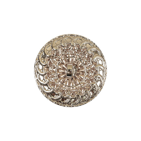 Vintage Multicolored Rhinestones and Silver Metal Scalloped Shank Back Button - 34L/21.5mm