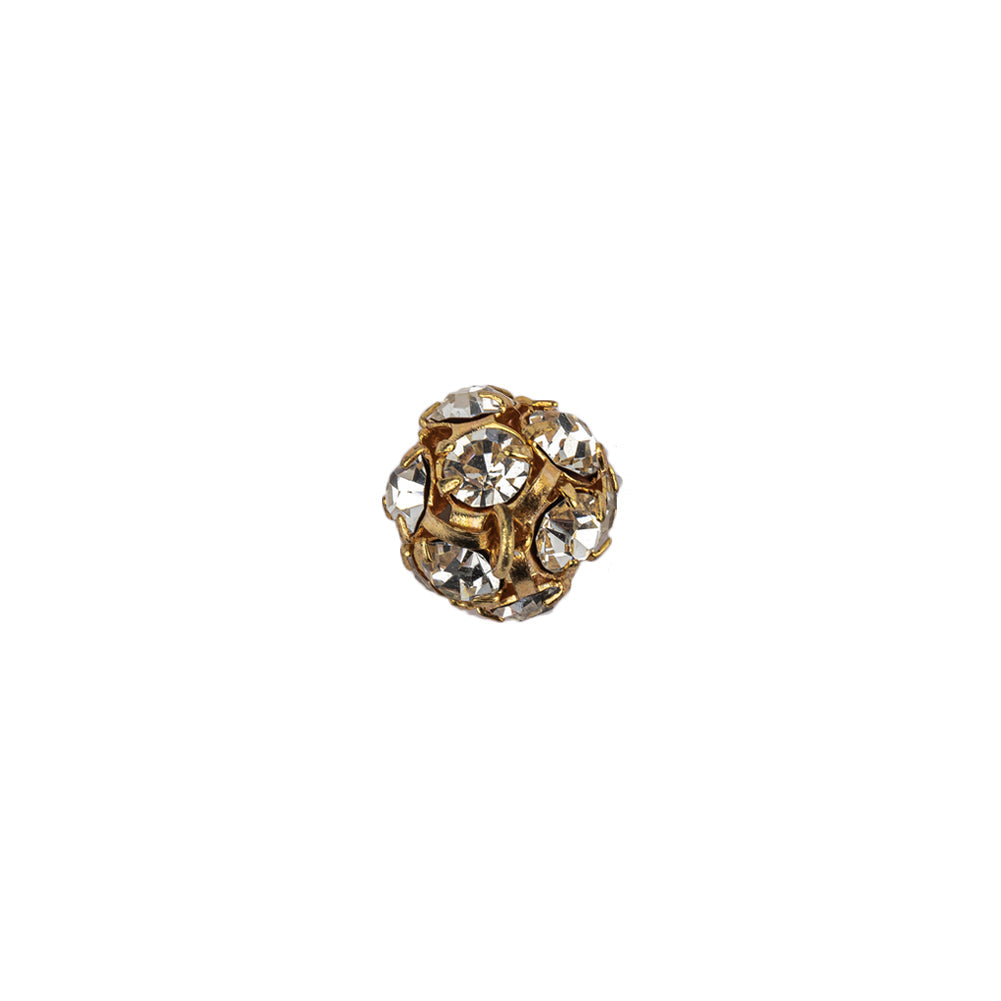 Vintage Swarovski Crystal Rhinestones and Gold Metal Shank Back Ball Button - 16L/10mm