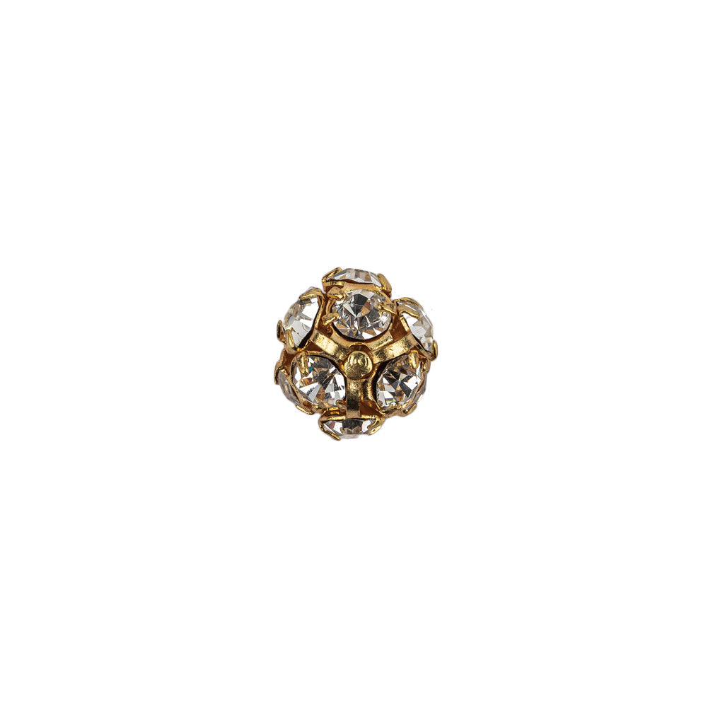 Vintage Swarovski Crystal Rhinestones and Gold Metal Shank Back Ball Button - 16L/10mm