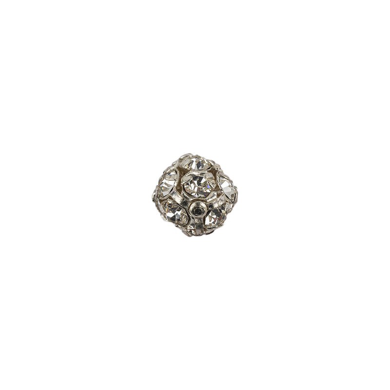 Vintage Swarovski Crystal Rhinestones and Silver Metal Shank Back Ball Button - 13L/8mm