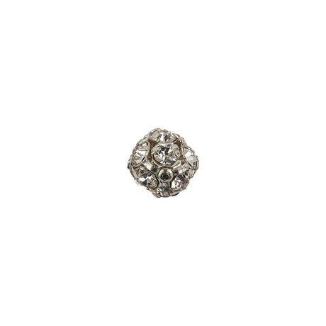 Vintage Swarovski Crystal Rhinestones and Silver Metal Shank Back Ball Button - 13L/8mm