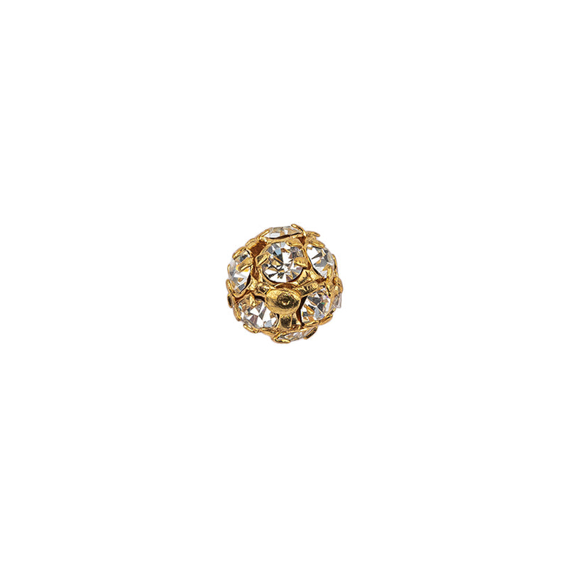 Vintage Swarovski Crystal Rhinestones and Gold Metal Shank Back Ball Button - 13L/8mm