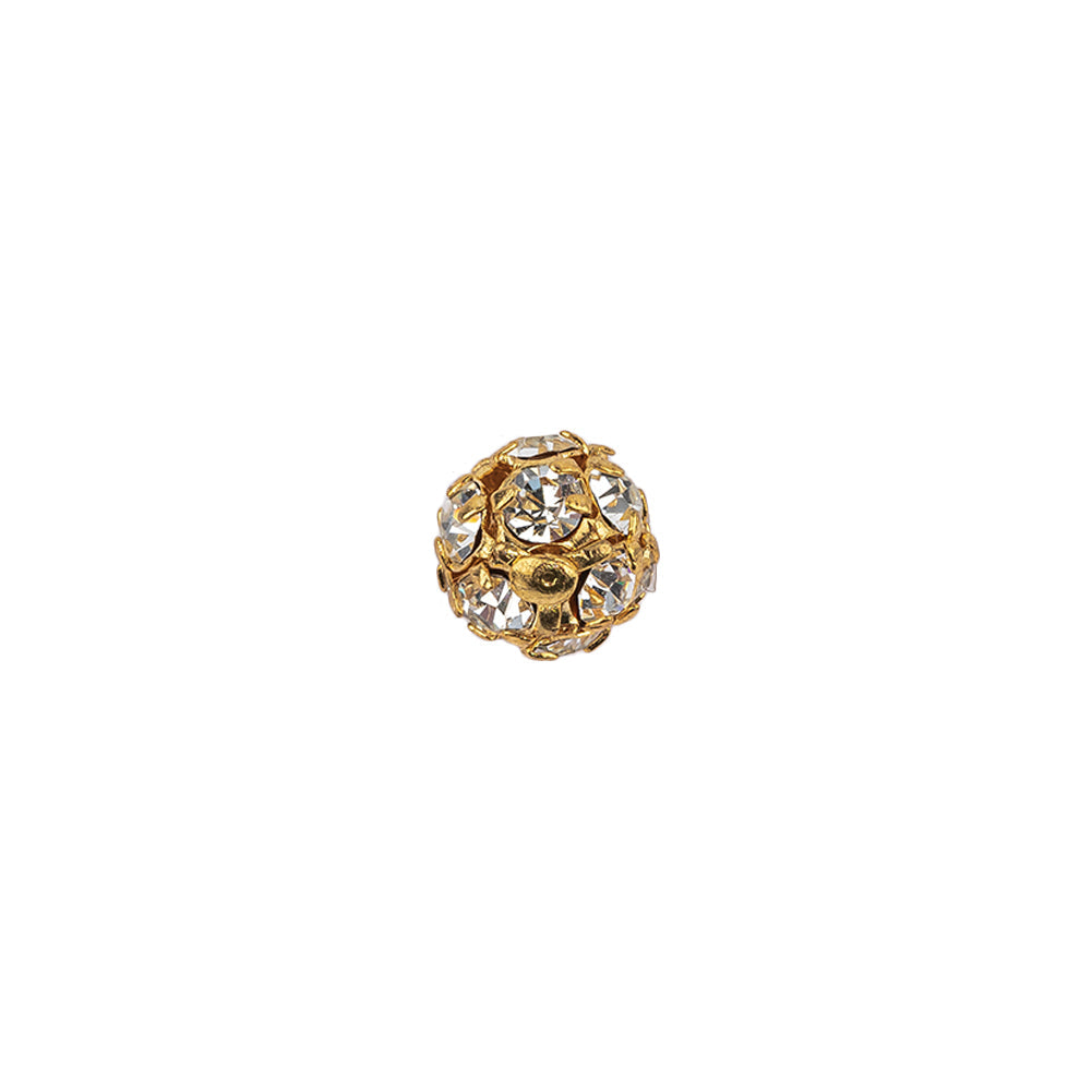 Vintage Swarovski Crystal Rhinestones and Gold Metal Shank Back Ball Button - 13L/8mm
