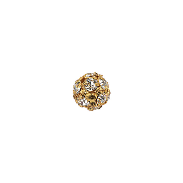 Vintage Swarovski Crystal Rhinestones and Gold Metal Shank Back Ball Button - 13L/8mm