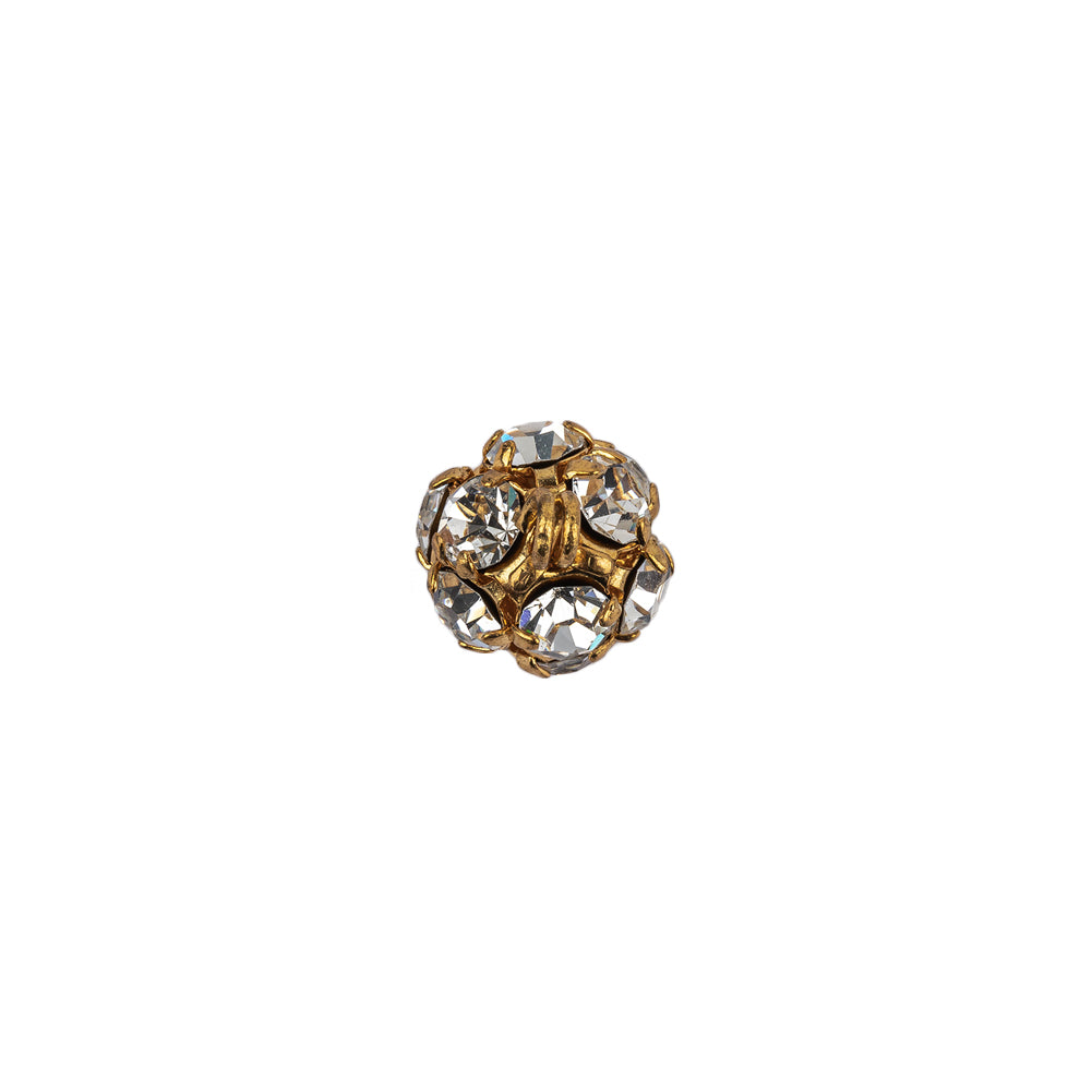 Vintage Swarovski Crystal Rhinestones and Gold Metal Shank Back Ball Button - 16L/10mm