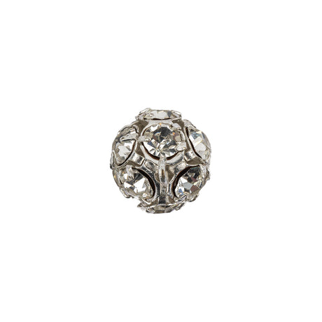 Vintage Swarovski Crystal Rhinestones and Silver Metal Shank Back Ball Button - 20L/12.5mm