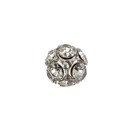Vintage Swarovski Crystal Rhinestones and Silver Metal Shank Back Ball Button - 20L/12.5mm