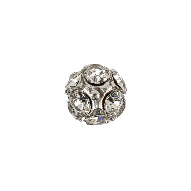 Vintage Swarovski Crystal Rhinestones and Silver Metal Shank Back Ball Button - 20L/12.5mm
