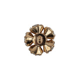 Vintage Swarovski Crystal Rhinestones and Gold Metal Floral Shank Back Button - 25L/16mm