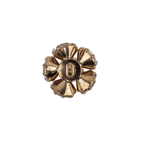 Vintage Swarovski Crystal Rhinestones and Gold Metal Floral Shank Back Button - 25L/16mm