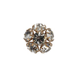 Vintage Swarovski Crystal Rhinestones and Gold Metal Floral Shank Back Button - 25L/16mm