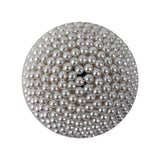 Vintage White Circle Beaded Dome Shaped Button - 44L/28mm