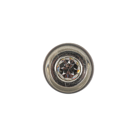 Vintage Transparent and Silver Metal Shank Back Button with Rhinestone Core - 22L/14mm