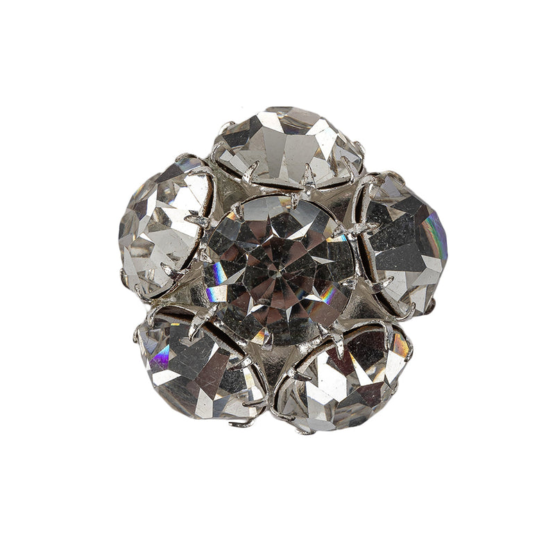 Vintage Crystal Rhinestones and Silver Metal Shank Back Button - 40L/25.5mm