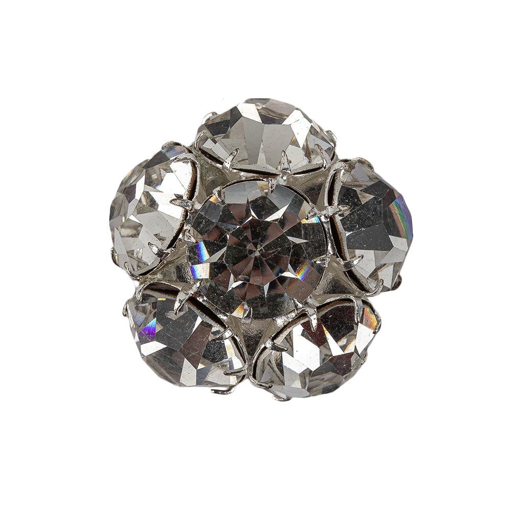 Vintage Crystal Rhinestones and Silver Metal Shank Back Button - 40L/25.5mm