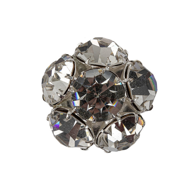 Vintage Crystal Rhinestones and Silver Metal Shank Back Button - 40L/25.5mm
