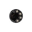 Vintage Shiny Black and Crystal Rhinestones Floral Glass Button - 28L/18mm