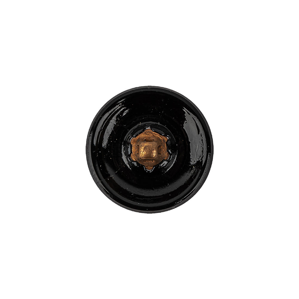 Vintage Jet Faceted Glass Button with Matte Black Center - 28L/18mm