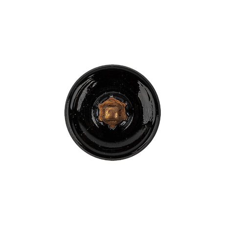 Vintage Jet Faceted Glass Button with Matte Black Center - 28L/18mm