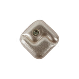 Vintage Pearl Finished Shank Back Square Glass Button with Rhinestone - 36L/23mm