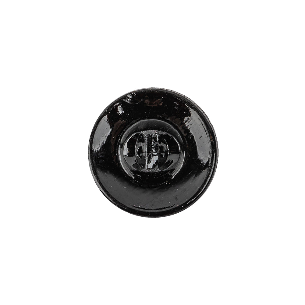 Vintage Antique Gold and Black Classical Shank Back Glass Button with Rhinestone Core - 28L/18mm