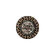 Vintage Antique Gold and Black Classical Shank Back Glass Button with Rhinestone Core - 28L/18mm