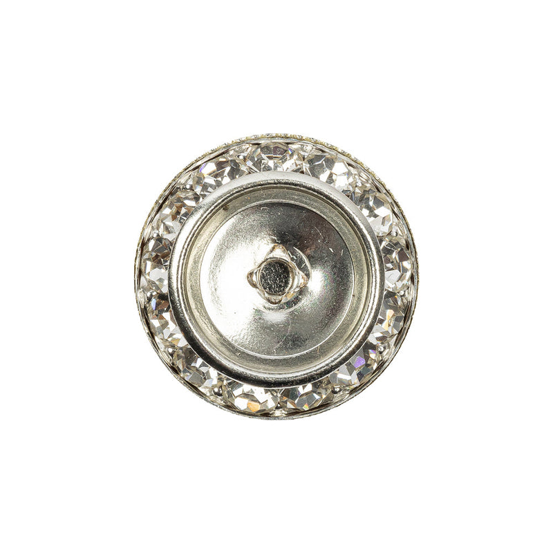 Vintage Crystal Rhinestones and Silver Metal Sawtooth Edge Shank Back Button With No Center - 34L/21.5mm