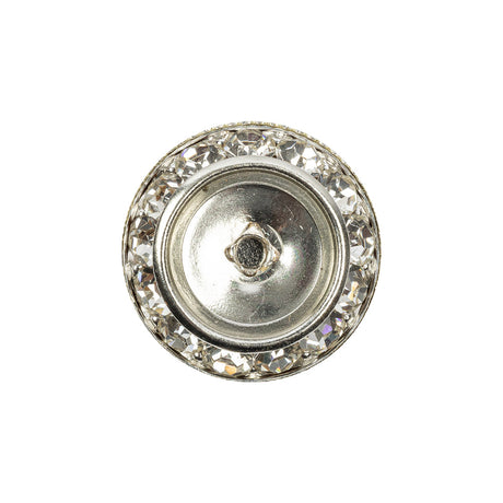 Vintage Crystal Rhinestones and Silver Metal Sawtooth Edge Shank Back Button With No Center - 34L/21.5mm