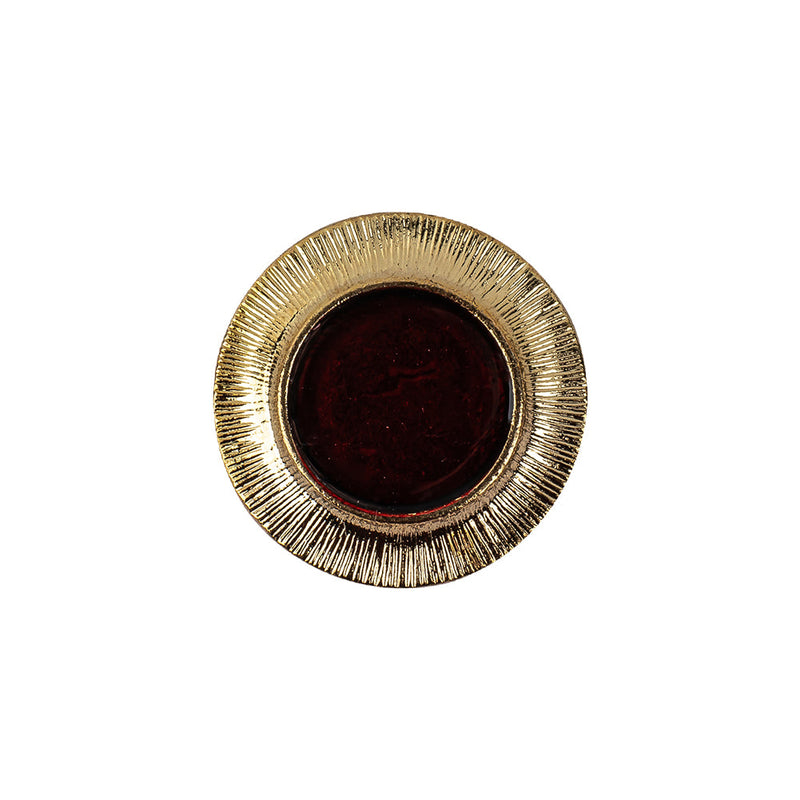 Vintage Ruby and Gilt Shank Back Metal Button - 32L/20mm