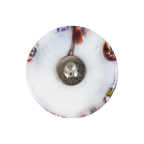 Vintage White, Red and Blue Mosaic Domed Shank Back Glass Button - 40L/25.5mm
