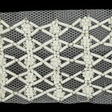 Vintage White Latticework Glass Beaded Mesh Trim - 2.125"