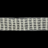 Vintage White Latticework Glass Beaded Mesh Trim - 2.125"