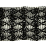 Vintage Black Latticework Glass Beaded Mesh Trim - 1.75"