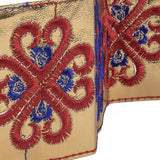 Vintage English Navy and Red Embroidered Gold Metallic Vinyl Ribbon - 2.75"