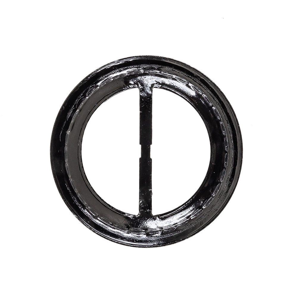 Vintage Black Classical Swirls Round Slider with Faceted Silver Band - 2.375" x 2.375"