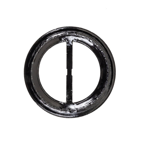Vintage Black Classical Swirls Round Slider with Faceted Silver Band - 2.375" x 2.375"