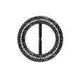 Vintage Black Classical Swirls Round Slider with Faceted Silver Band - 2.375" x 2.375"