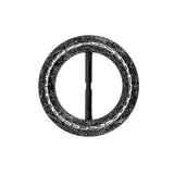 Vintage Black Classical Swirls Round Slider with Faceted Silver Band - 2.375" x 2.375"