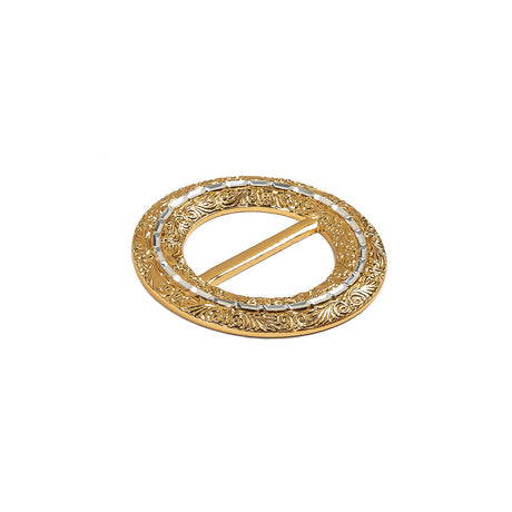 Vintage Gold Classical Swirls Round Slider with Faceted Silver Band - 2" x 2"